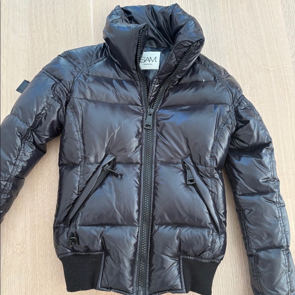 Shiny Black SAM. puffer jacket - size XS